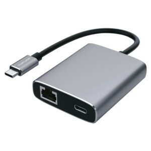 4smarts Netzwerk-Adapter USB-C – USB-C 3.0/RJ45 PD3.0 USB 3.1 Typ-C